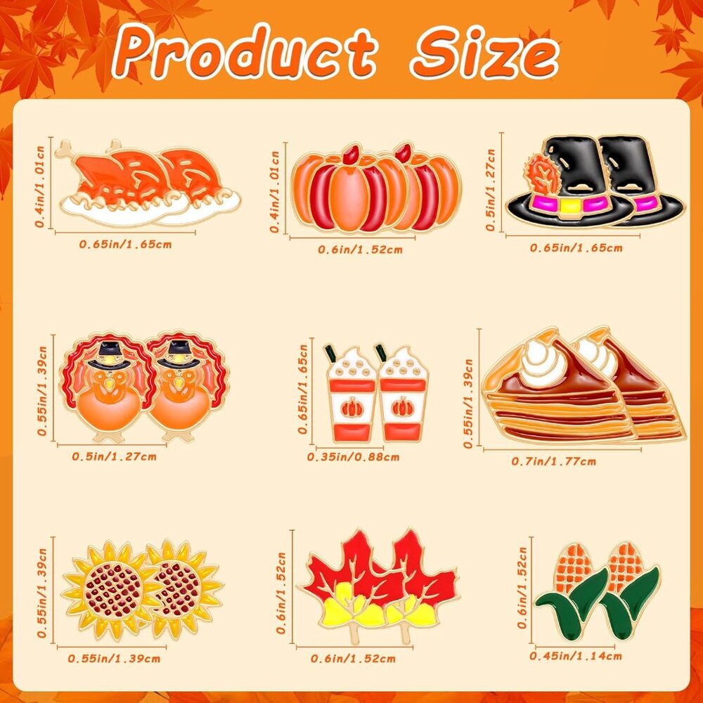 9 Pairs Fall Enamel Stud Earrings for Women Thanksgiving Day Fall Autumn Earring - Picture 3 of 7